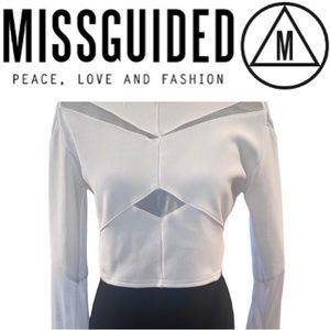🌟🔥 BOGO Sale🔥🌟 MISSGUIDED White crop top with sheer cutouts